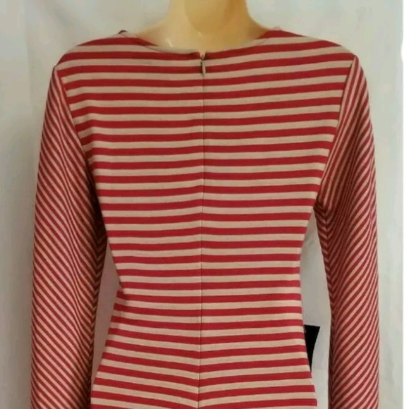 NWT Womens Bebe Sexy Red Assyemetrical Striped Pattern Stretch Dress Size Small - Picture 5 of 12